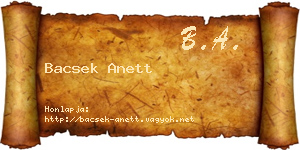 Bacsek Anett névjegykártya