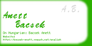 anett bacsek business card